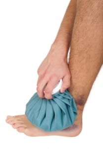 Icing a foot injury